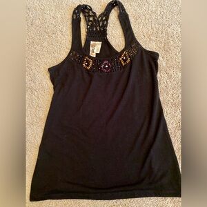 Black crochet tank